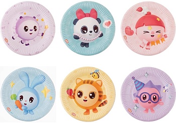 Тарелки (7''/18 см) Малышарики, Ассорти, 6 шт.