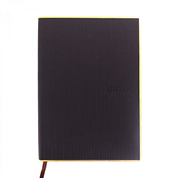 Записная книжка 17,5 см * 25,0 см, Yalong, интегральный переплет, ПВХ, ляссе, тонир. блок, черный, к