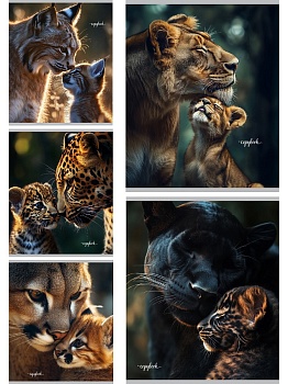 Тетрадь КЛЕТКА 48л. МАМЫ И ДЕТЁНЫШИ -1 (Т48-5348) цв мел обл,твин-лак,холодная фольга