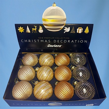 ЕЛОЧНЫЙ ШАР, DARLENS, 8 СМ, СТЕКЛО, АССОРТИ