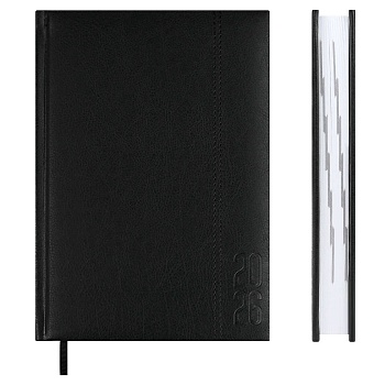 Ежедневник датированный 2026 ESCALADA, А5, 176 л., арт. 70224/ 15 НАППА ЧЁРНЫЙ (кожзам: 146х211 мм, 