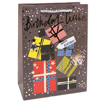 Пакет подарочный, 210гр, Happy Birthday, Дизайн №3, Металлик, 24*18*8,5 см, 1 шт.