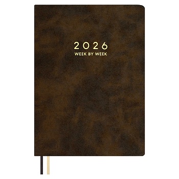 Еженедельник датированный 2026 ESCALADA, А4, 80 л., арт. 70328/ 10 ТИВОЛИ ДЕЛАВЭ КОРИЧНЕВЫЙ (кожзам: