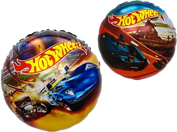 Шар (18''/46 см) Круг, Горячие машинки, 1 шт. в уп. (цв.этик.)
