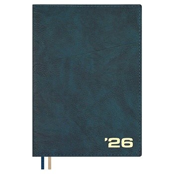 Ежедневник датированный 2026 ESCALADA, А5+, 176 л., арт. 70406/ 10 ШЕВРЕТ ЗЕЛЁНЫЙ (кожзам: 175x245 м