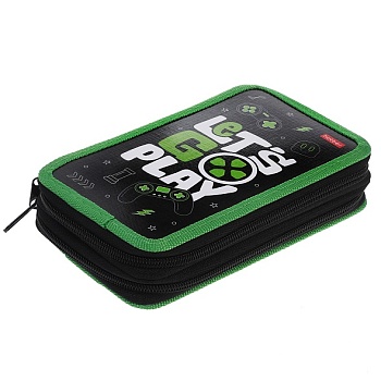 NPn_47107 Пенал 190х110мм 2 отделения на молнии глянц.ламин.тиснение -LET'S GO PLAY- с табл.умножени