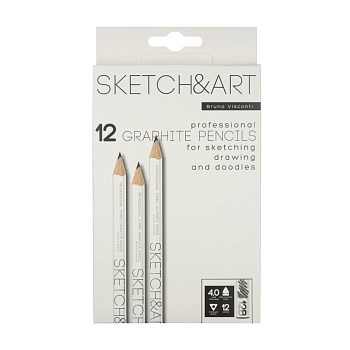 КАРАНДАШ ЧЕРНОГРАФИТОВЫЙ "Sketch&Art. УТОЛЩЕННЫЕ" 12В, 4 MM