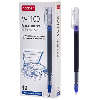 RP_085063 РУЧКА-Роллер Hatber V-1100 Синяя 0,5мм 12 шт. в картонной коробке