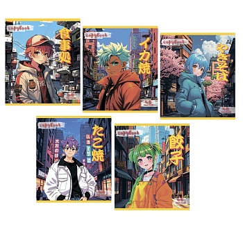 Тетрадь 48л, А5, клетка, Alingar, "Anime for Teens", скрепка,мелованный картон (стандарт), выб УФ ла