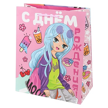 389595 Пакет подарочный МАТОВЫЙ l,аниме,140 гр/м2 ЧУДО ПРАЗДНИК в кор.10*12шт