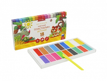 Пластилин детский повышенной мягкости, 18 цветов ПЛ18Д