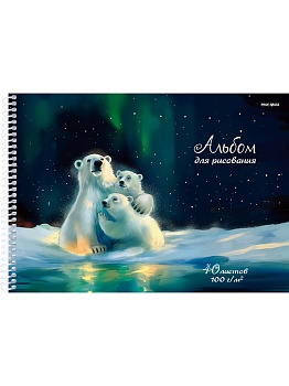 Альбом для рисования А4 40л. СЕМЬЯ МИШЕК (40-2191) цвет.спир.,1 диз в спайке,офсет