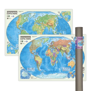 ПРОкарта интерактивная МИР полит.+физич., 101х69 см, ДВУХСТОР. ЛАМ. в тубусе (ISBN нет)