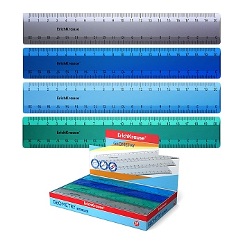 Линейка пластиковая ErichKrause Ice Metallic, 20см, ассорти (в коробке-дисплее по 44 шт)