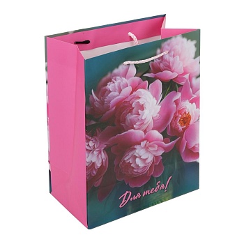 392914 Пакет подарочный МАТОВЫЙ м,пионы,140 гр/м2 ЧУДО ПРАЗДНИК в кор.12*12шт