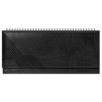 Планинг датированный 2026 ESCALADA, 310x130 мм, 64 л., арт. 70321/ 15 САРИФ ЧЁРНЫЙ (кожзам: твёрдый 