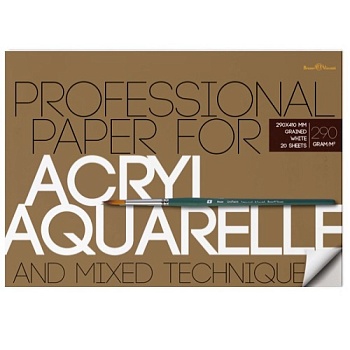 БЛОК- СКЛЕЙКА ДЛЯ АКВАРЕЛИ И АКРИЛА 290 г/м2 А3 (410х290 мм), 20 л.  1 ВИД