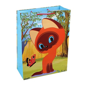 393072 Пакет подарочный МАТОВЫЙ СОЮЗМУЛЬТФИЛЬМ м, котёнок гав,140 гр/м2 ЧУДО ПРАЗДНИК в кор.12*12шт