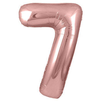 Шар (40''/102 см) Цифра, 7, Розовое Золото, Металлик, 1 шт. в уп.