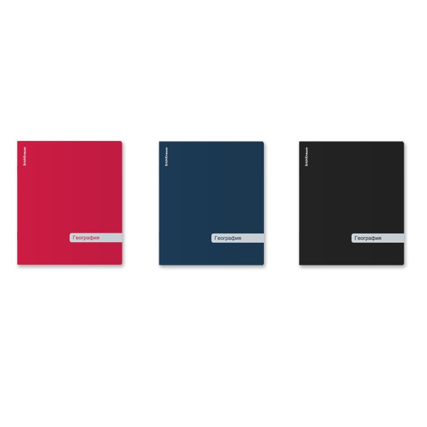 Тетрадь общая ученическая с пластиковой обложкой на скобе ErichKrause Classic ассорти, География, 48