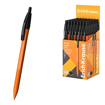 Ручка шариковая автоматическая ErichKrause R-301 Matic Orange 0.7, цвет чернил черный (в коробке по 