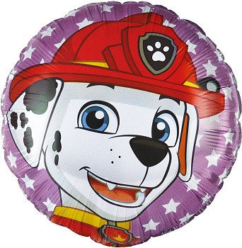 Шар (18''/46 см) Круг, Щенок Пожарный, 1 шт. в уп. (цв.этик.)