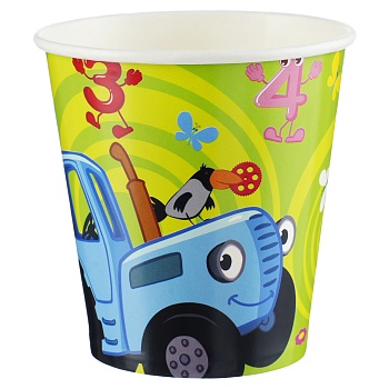 Стаканы (250 мл) Синий трактор, С Днем Рождения!, Зеленый, 6 шт.