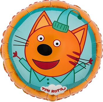 Шар (18''/46 см) Круг, Три Кота, Компот, Желтый, 1 шт. в уп.