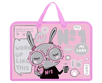 AMn_07084 Папка для тетрадей Пластиковая А4ф 1 отделение с РУЧКАМИ 245х340х35мм на молнии -В модном 