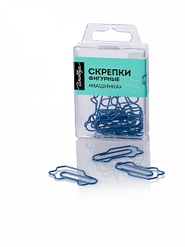 Скрепки фигурные машинка L40 мм, 12 шт., пластик. коробка, европодвес синие С40-12МШС