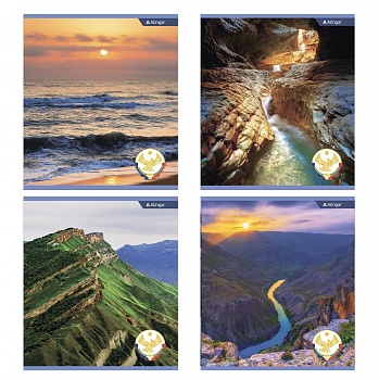Тетрадь 48л., А5, клетка, Alingar "Nature of Dagestan", скрепка, мелованный картон (стандарт), блок 