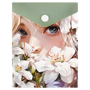 Папка для документов пластиковая Феникс+, арт. 69022/ 12 ДЕВУШКА В ЛИЛИЯХ (полипропилен, 15.8х11.4 с