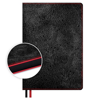 Ежедневник полудатированный ESCALADA, А5, 192 л., арт. 70630/ 15 ТИВОЛИ ДЕЛАВЭ ЧЁРНЫЙ/КРАСНЫЙ (кожза
