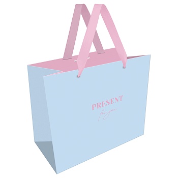 Пакет подарочный 32*26*12см MESHU "Monochrome. Blue", матовая ламинация