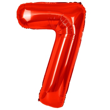 Шар (40''/102 см) Цифра, 7, Красный, Металлик, 1 шт. в уп.
