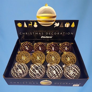 ЕЛОЧНЫЙ ШАР, DARLENS, 8 СМ, СТЕКЛО, ИНКРУСТАЦИЯ КАМНЯМИ, АССОРТИ DL-DRL08728