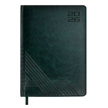 Ежедневник датированный 2026 ESCALADA, А5, 176 л., арт. 70223/ 15 САРИФ ТЁМНО-ЗЕЛЁНЫЙ (кожзам: 146x2