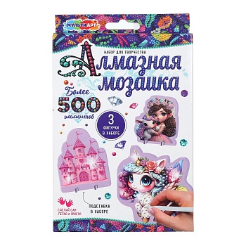 401180 Алмазная мозаика фигурная на подставке 10*15 см принцесса и единорог МУЛЬТИ АРТ в кор.100шт