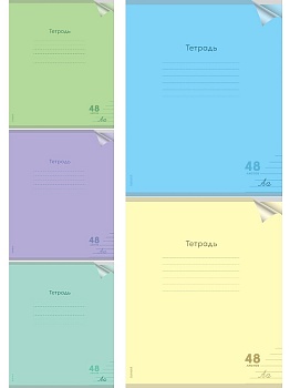 Тетрадь ЛИНИЯ 48л. проз.пласт.обл. plastic cover КЛАССИКА NEW (48-1476) ассорти 5 цветов