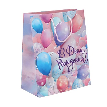 392918 Пакет подарочный МАТОВЫЙ м,шары,140 гр/м2 ЧУДО ПРАЗДНИК в кор.12*12шт