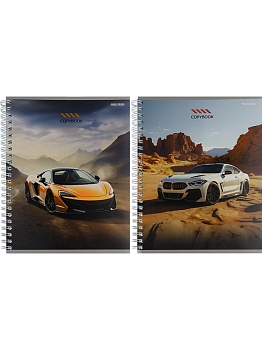 Тетрадь на гребне КЛЕТКА А5 96л. РАЗНЫЕ АВТОМОБИЛИ (96-8428) цв.мел.картон, двойная обложка