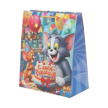 400257 Пакет подарочный глянцевый l,Кот и мышь,140 гр/м2 ЧУДО ПРАЗДНИК в кор.10*12шт
