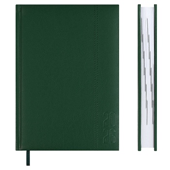 Ежедневник датированный 2026 ESCALADA, А5, 176 л., арт. 70228/ 15 НАППА ТЁМНО-ЗЕЛЁНЫЙ (кожзам: 146х2