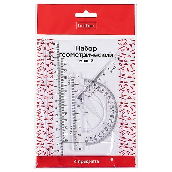 MNn_04106 Набор геометрический Hatber пластиковый малый прозрачный