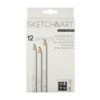 КАРАНДАШ ЧЕРНОГРАФИТОВЫЙ "Sketch&Art. УТОЛЩЕННЫЕ" 6В, 3,5 MM
