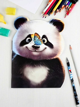 Тетрадь 40л арт. 69728/РАДОСТНАЯ ПАНДА /180х255 мм, фигурная вырубка, мягкий переплёт (2 скобы). вн.