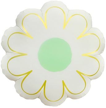 Шар (21''/53 см) Цветок, Ромашка, Золотые лепестки, Кремовый, Сатин, 1 шт.