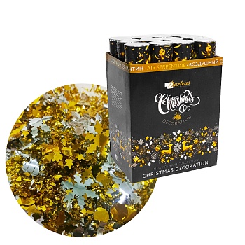 ХЛОПУШКА, DARLENS «CHRISTMAS», 50 СМ, ГОЛОГРАФИЧЕСКОЕ КОНФЕТИ, ЦВЕТ СЕРЕБРО\ЗОЛОТО, СНЕЖИНКИ