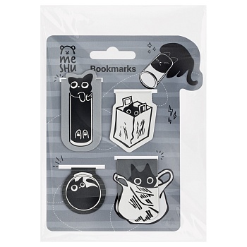 Закладки магнитные для книг, 4шт., MESHU "Meow Sy", соф-тач