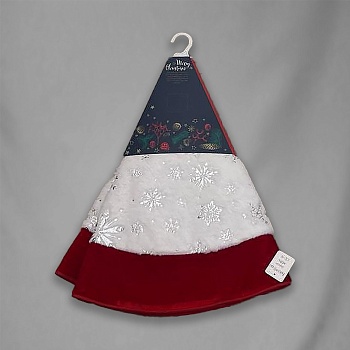 ПОКРЫВАЛО ПОД ЕЛКУ, DARLENS «СНЕЖИНКИ», 120 СМ, ТИСНЕНИЕ СЕРЕБРОМ, БЕЛО-КРАСНЫЙ